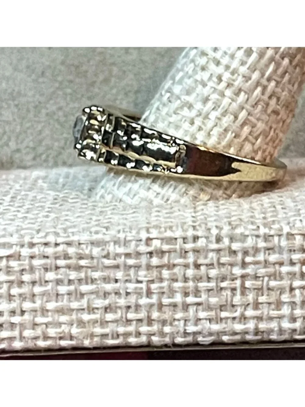 Vintage 70s Edwardian Style Gold Tone Nugget Solitaire Ring Men Size 9.25